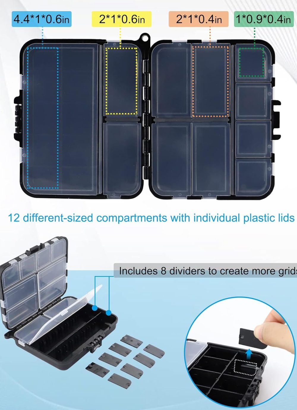 Hlotmeky Small Tackle Box Organizer 4 Pack Mini Tackle Boxes Plastic Fishing Organizer Tackle Storage Containers Kayak Fly Boxes - Image 4