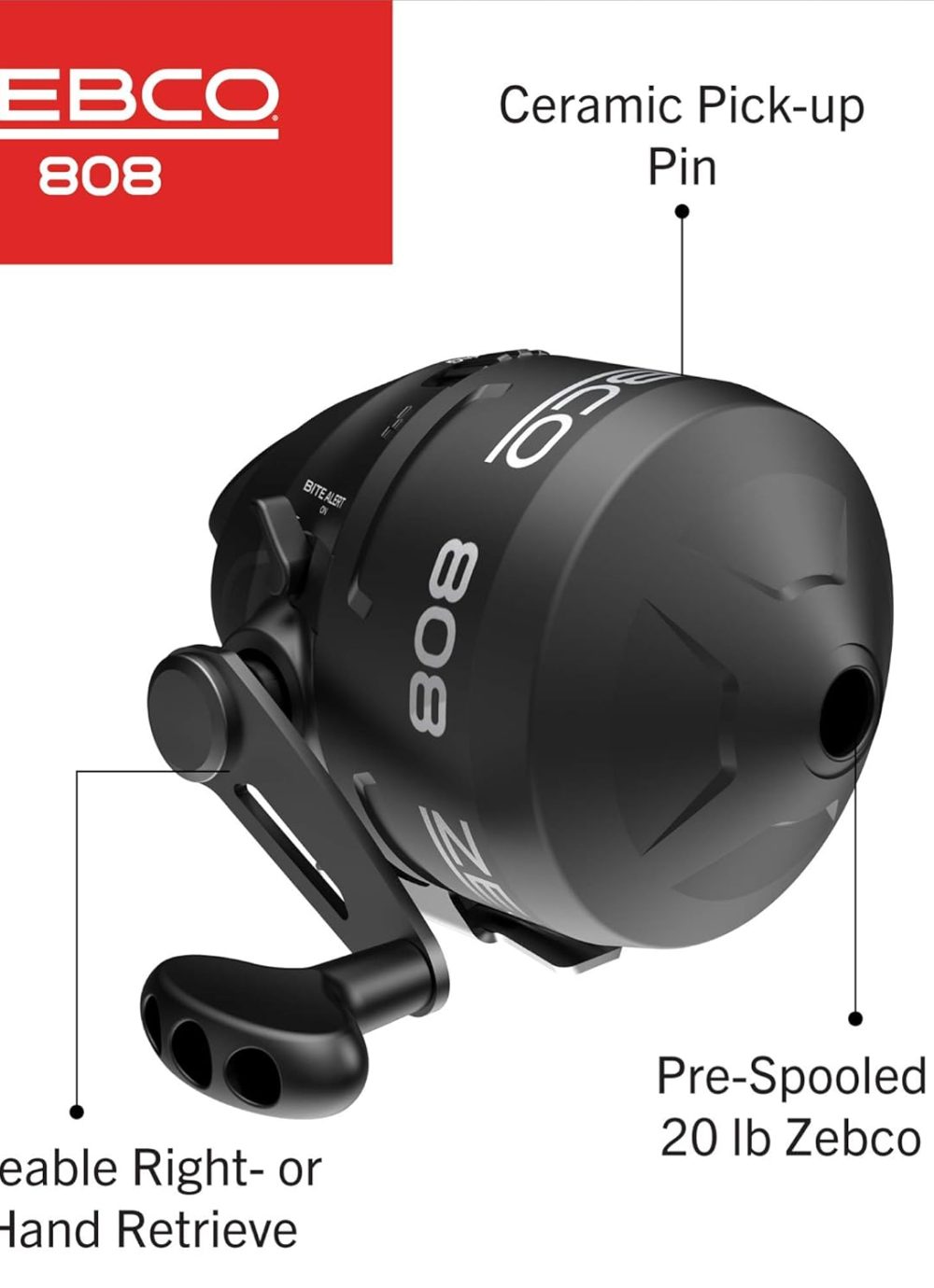 Zebco 808 Spincast Reel and Fishing Rod Combo, 7-Foot Durable Z-Glass Rod with Extended EVA Rod Handle, Quickset Anti-Reverse with Bite Alert, Pre-spooled with 20-Pound Cajun Fishing Line, Black - Image 3