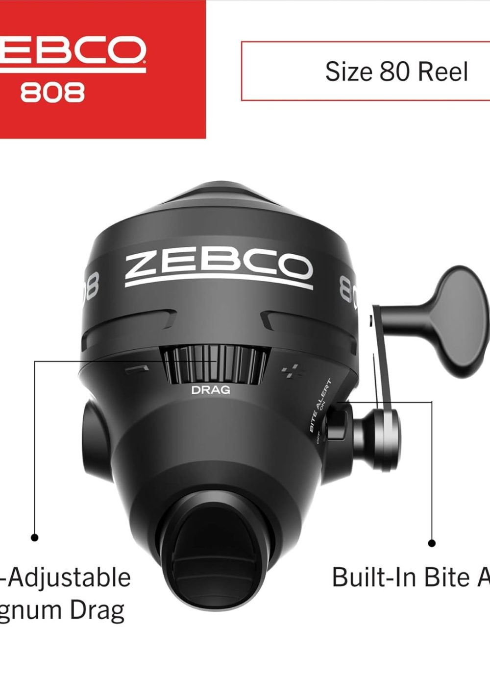 Zebco 808 Spincast Reel and Fishing Rod Combo, 7-Foot Durable Z-Glass Rod with Extended EVA Rod Handle, Quickset Anti-Reverse with Bite Alert, Pre-spooled with 20-Pound Cajun Fishing Line, Black - Image 4